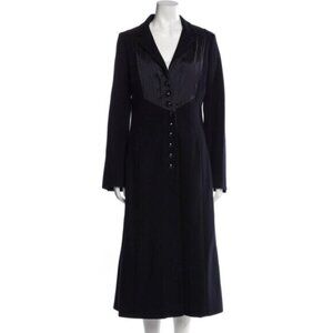 L'wren Scott Tuxedo Terrace Coat Women's Size 46 Dark Blue Wool Long Runway 2010